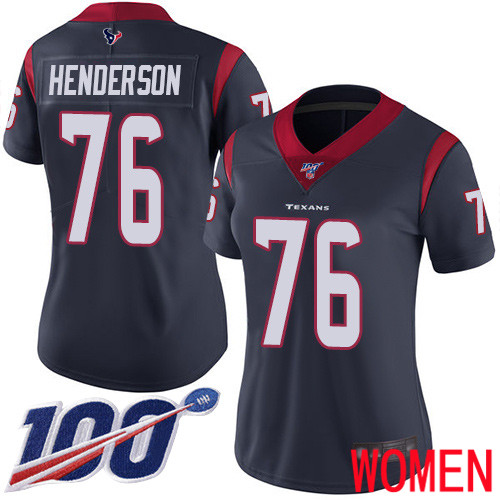 Houston Texans Limited Navy Blue Women Seantrel Henderson Home Jersey NFL Football #76 100th Season Vapor Untouchable